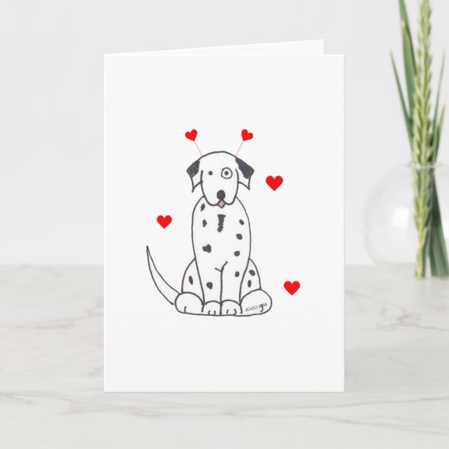 Dalmatian Valentine Ears Holiday Card (Front)