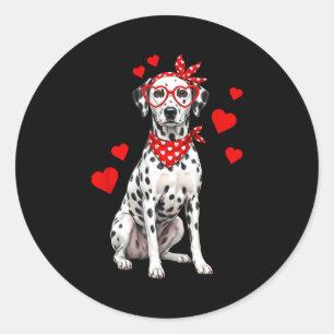 Dalmatian Valentines Day Dog Lover Heart Classic Round Sticker