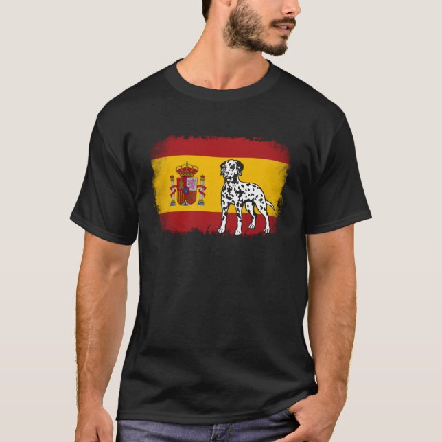 Dalmatian vintage Spain Spanish flag dog T-Shirt (Front)
