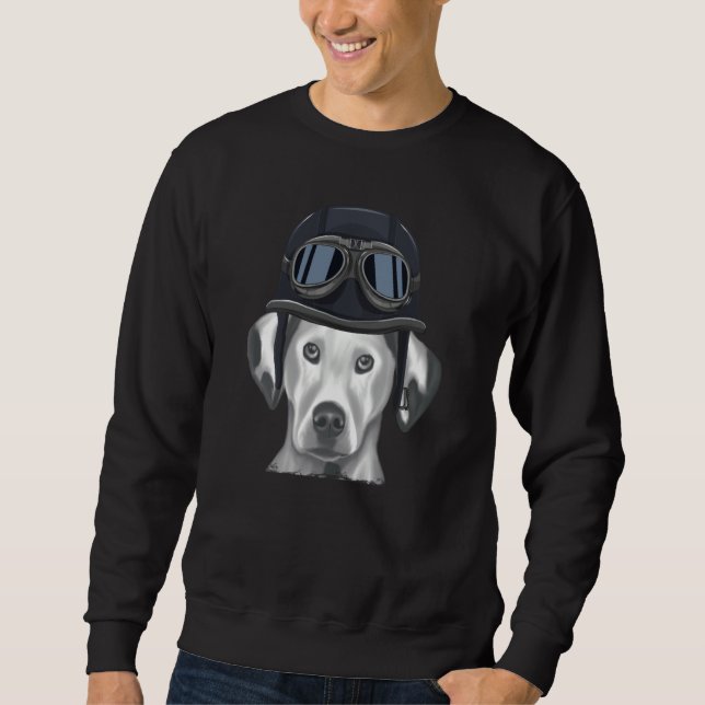 Dalmatian Wearing Vintage Motorcycle Helmet Sweatshirt (Front)
