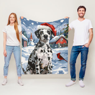 Dalmatian Winter Wonderland Christmas Joy Fleece Blanket