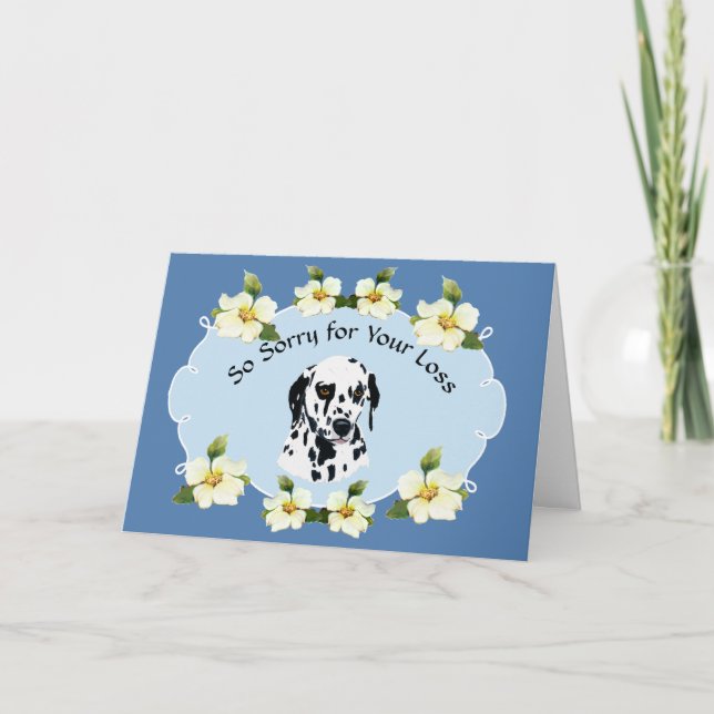 Dalmatian with Blue Dogwood Sympathy Card (Front)