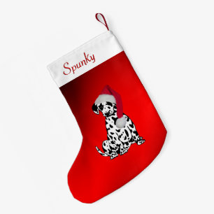 Dalmatian with Dogs Name at Top Small Christmas Stocking