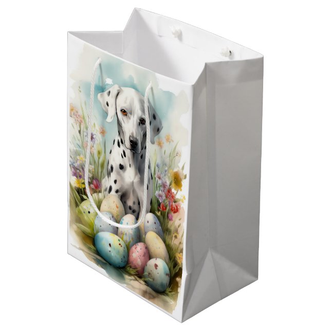 Dalmatian with Easter Eggs Medium Gift Bag (Front Angled)