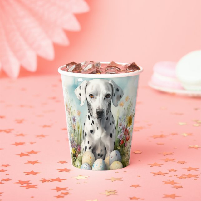 Dalmatian with Easter Eggs Paper Cups (Insitu)