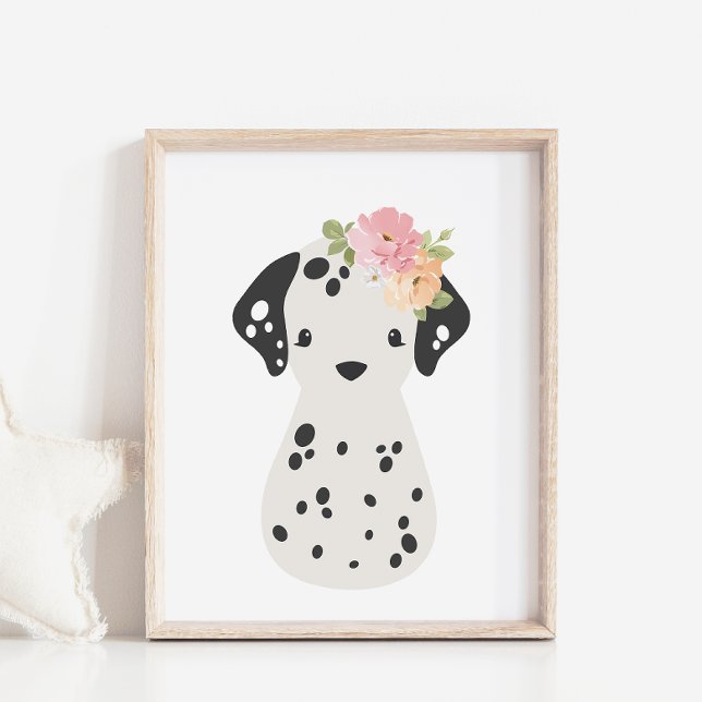 Dalmatian with Flower Crown Nursery Kids Poster (Creator Uploaded)