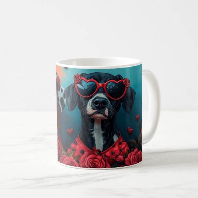 Dalmatian With Heart Roses Valentine's Day  Coffee Mug (Front Right)