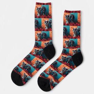 Dalmatian With Heart Roses Valentine's Day  Socks