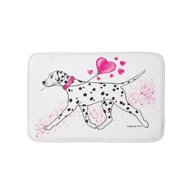 Dalmatian with hearts bath mat (Front)