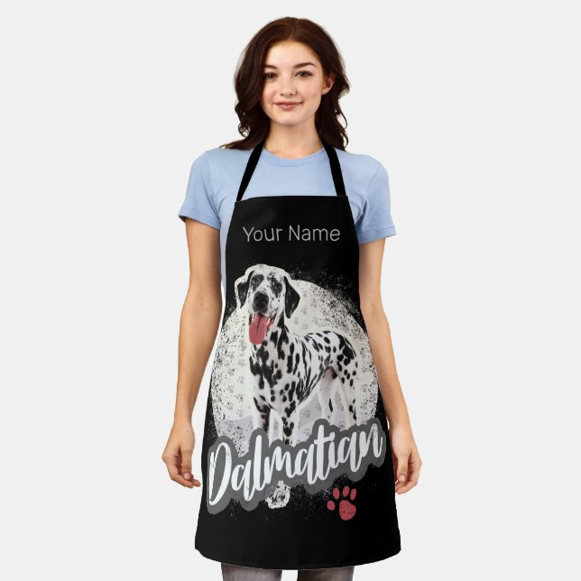 Dalmatian With Paw Vintage Dog Lovers Design Apron (Worn)