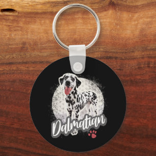 Dalmatian With Paw Vintage Dog Lovers Design Key Ring