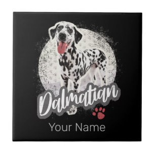 Dalmatian With Paw Vintage Dog Lovers Design Tile
