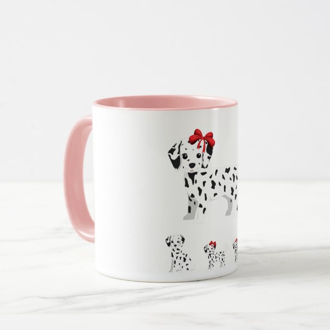 Dalmatian with puppies combo mug two toned. (Front Left)