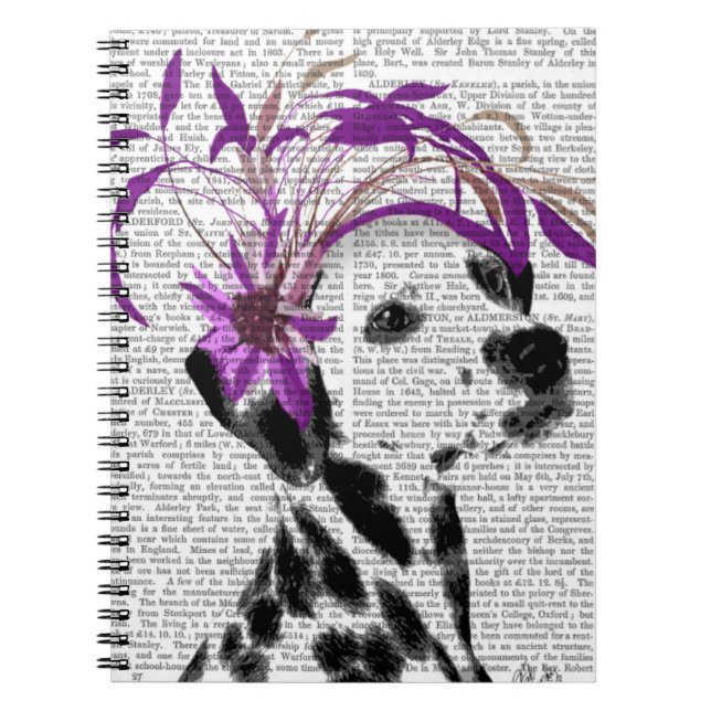 Dalmatian With Purple Fascinator Spiral Notebook (Front)