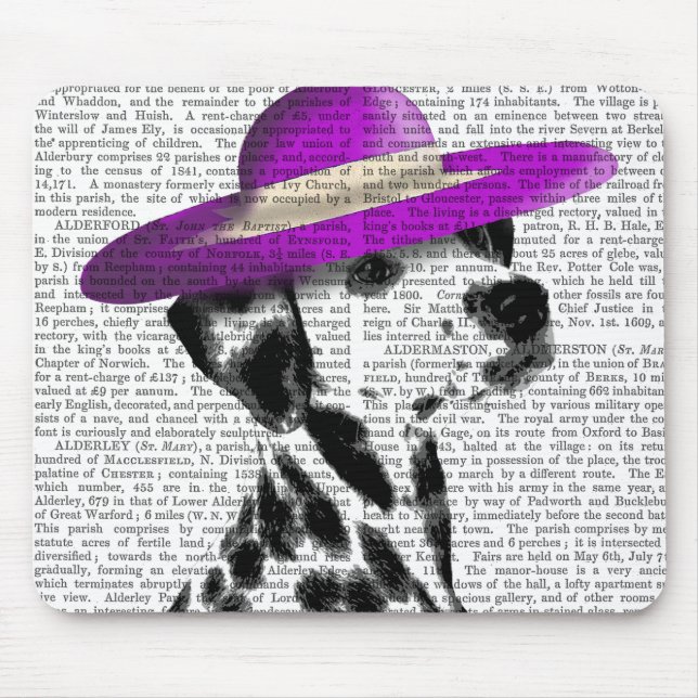 Dalmatian With Purple Wide Brimmed Hat Mouse Pad (Front)