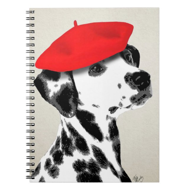 Dalmatian With Red Beret Spiral Notebook (Front)