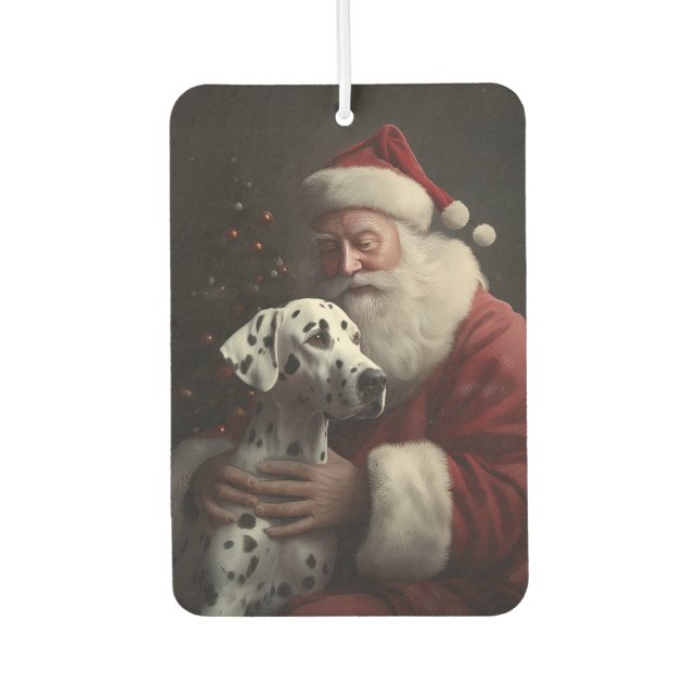 Dalmatian With Santa Claus Festive Christmas Car Air Freshener (Front)