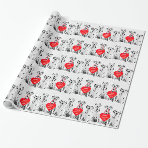 Dalmatians Dog Heart Happy Valentine's Day Wrapping Paper