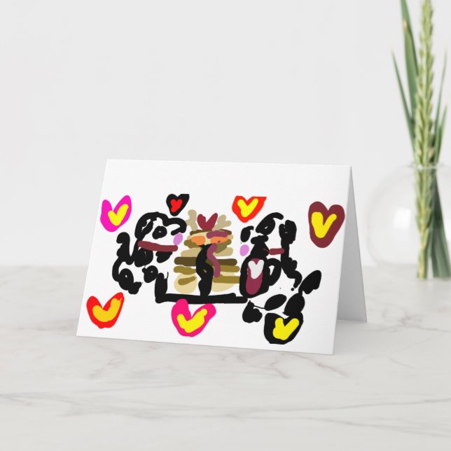 Dalmatians eating pancakes valentine's day card (Front)