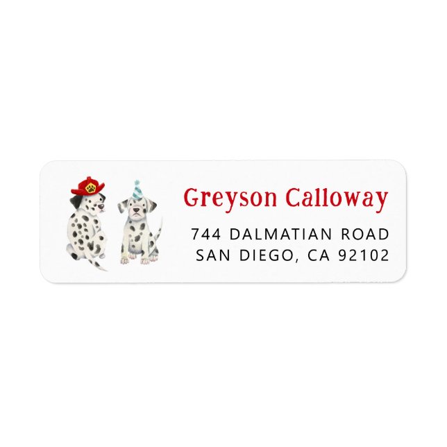 Dalmatians Firefighter Return Address Label (Front)