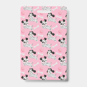 Dalmatians Puppies Black Spots Pink Toy Ball White ID Badge