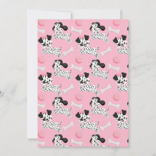Dalmatians Puppies Black Spots Pink Toy Ball White Invitation