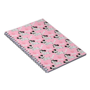 Dalmatians Puppies Black Spots Pink Toy Ball White Notebook