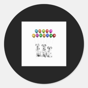 Dalmatians Wishing Happy New Year 2016 _1 Classic Round Sticker