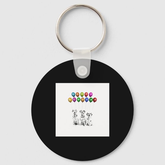 Dalmatians Wishing Happy New Year 2016 _1  Key Ring (Front)