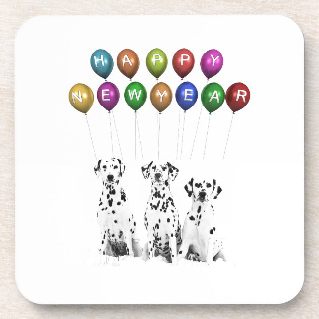 Dalmatians Wishing Happy New Year 2016 Coaster (Front)