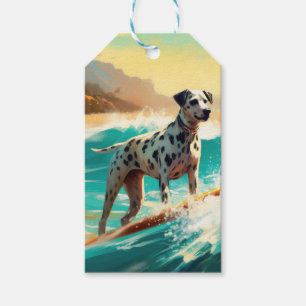 Dalmation Beach Surfing Painting  Gift Tags
