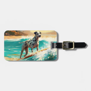 Dalmation Beach Surfing Painting Luggage Tag