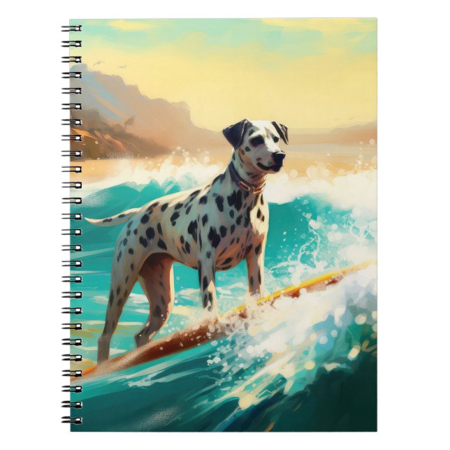 Dalmation Beach Surfing Painting  Notebook (Front)