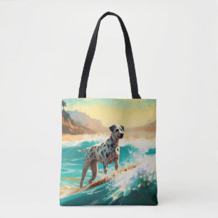 Dalmation Beach Surfing Painting Tote Bag