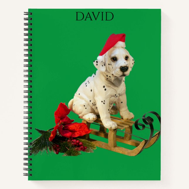 Dalmation christmas sprial notebook customized. (Front)