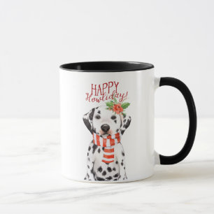 dalmation dog christmas mug happy howliday