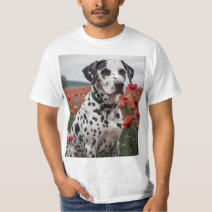 Dalmation Dog In The Poppy Field, T-Shirt