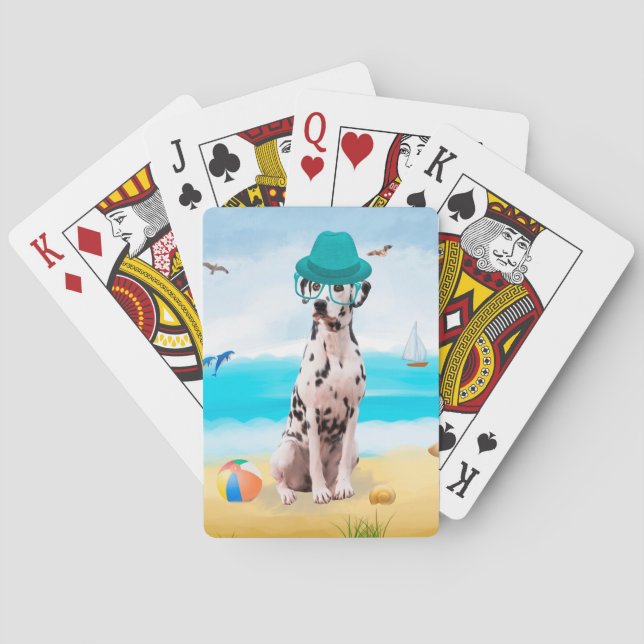 Dalmation Dog on Beach Playing Cards (Back)