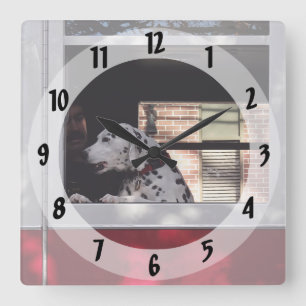 Dalmation In Fire Truck Square Wall Clock