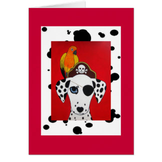 Dalmation Pirate Dog and Parrot Card