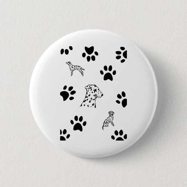 Dalmation puppies paws 6 cm round badge (Front)