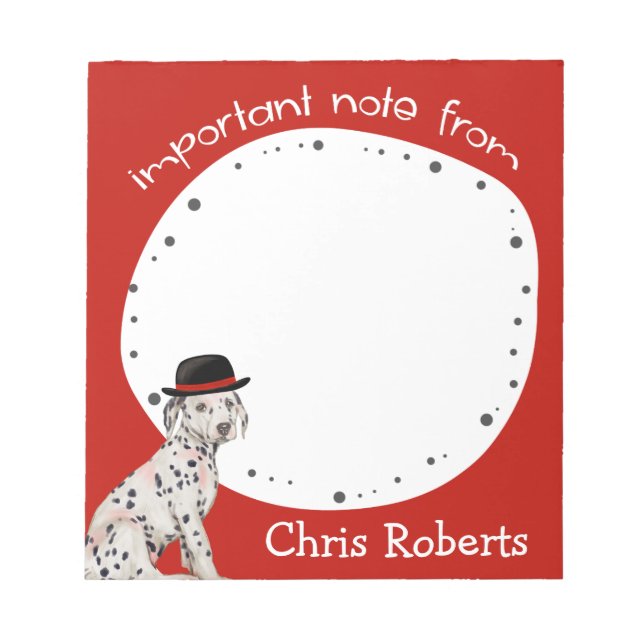 Dalmationr Black Hat Dog List Notepad (Front)