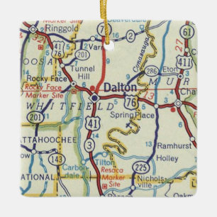 Dalton Georgia Vintage Map Ceramic Ornament