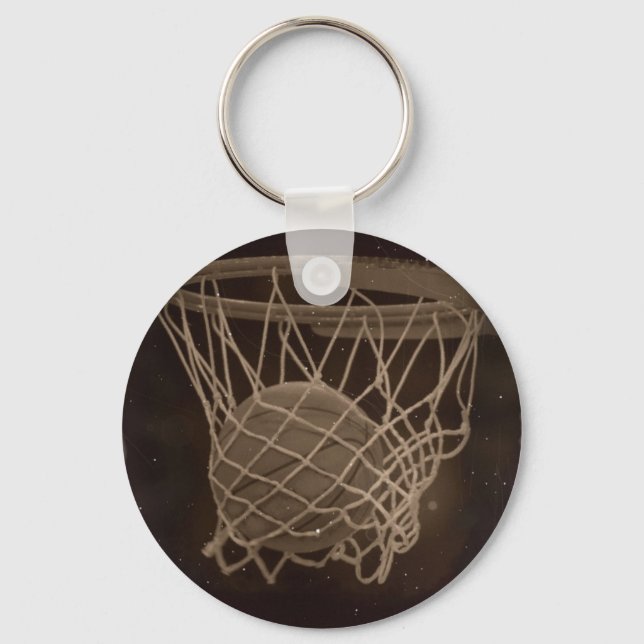 Damaged Basketball Photo Key Ring (Front)