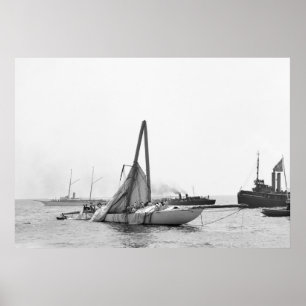 Damaged Racing Yacht, 1899 Poster