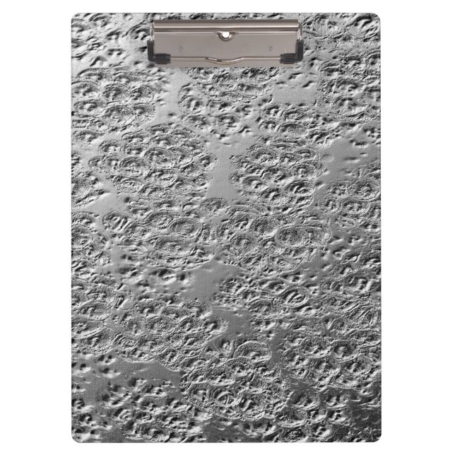 Damaged silver metal clipboard (Front)