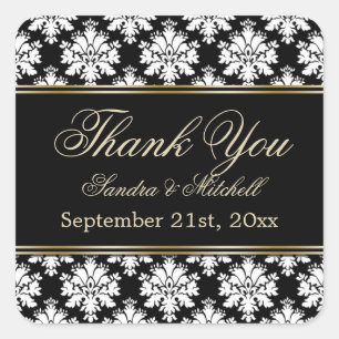 Damak black and white Thank you Square Sticker