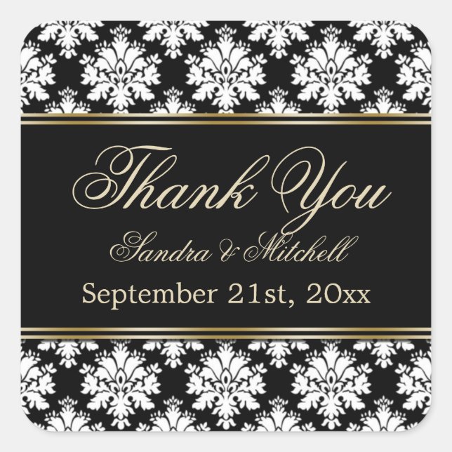 Damak black and white Thank you Square Sticker (Front)