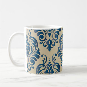 Damascus seamless pattern of floral ornament on be coffee mug