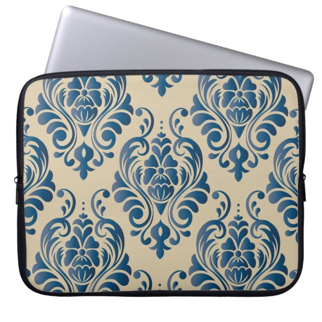 Damascus seamless pattern of floral ornament on be laptop sleeve (Front)